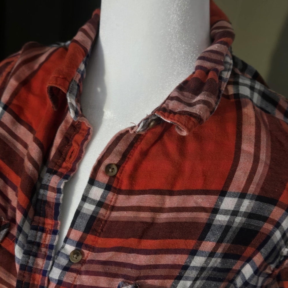 Merona Plaid Long Sleeve Collared Button Up Shirt Flannel Multicolor Medium Fall - Picture 5 of 5